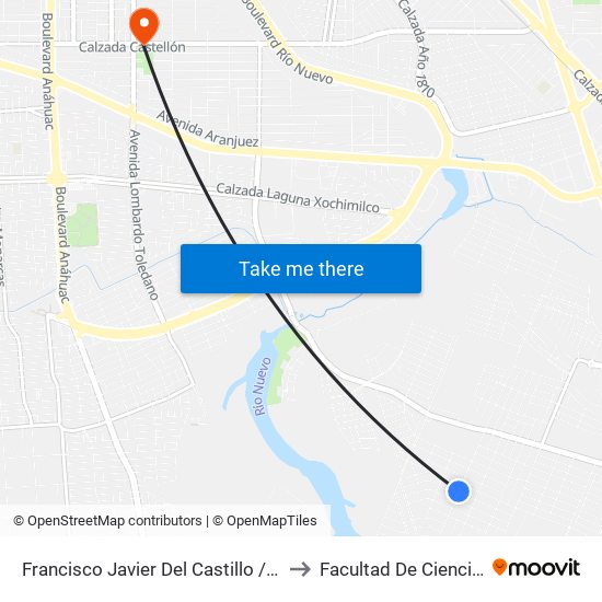 Francisco Javier Del Castillo / Miguel Buenrostro to Facultad De Ciencias Humanas map