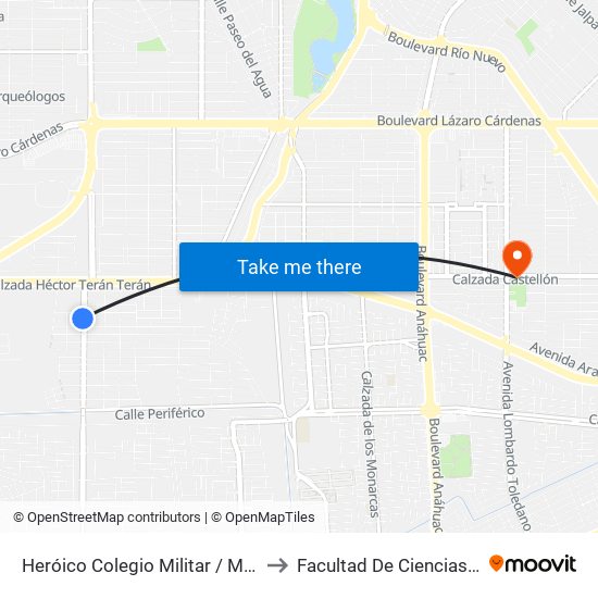 Heróico Colegio Militar / Martín Cabrera to Facultad De Ciencias Humanas map