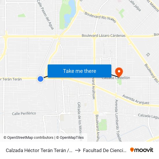 Calzada Héctor Terán Terán / Tomás Belendez to Facultad De Ciencias Humanas map