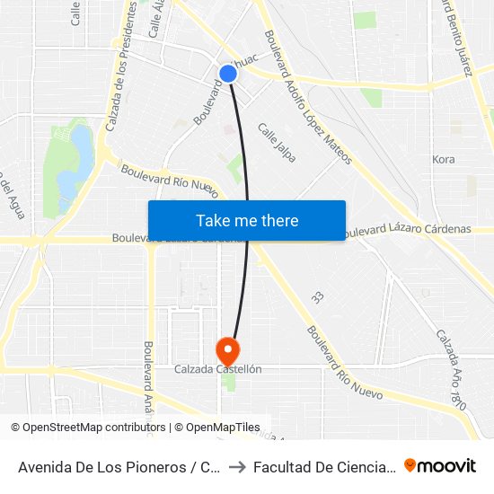 Avenida De Los Pioneros / Calzada Anáhuac to Facultad De Ciencias Humanas map