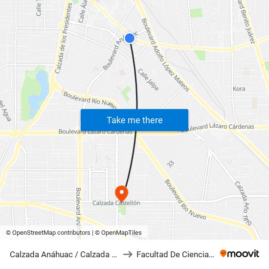 Calzada Anáhuac / Calzada Independencia to Facultad De Ciencias Humanas map