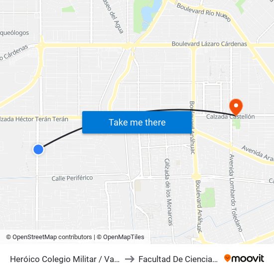 Heróico Colegio Militar / Valentín Canalizó to Facultad De Ciencias Humanas map