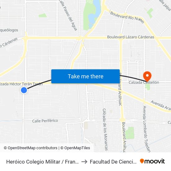 Heróico Colegio Militar / Francisco Moctezuma to Facultad De Ciencias Humanas map