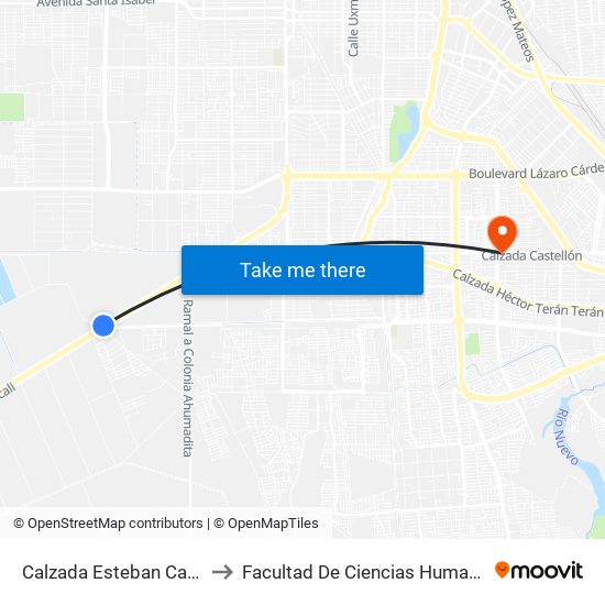 Calzada Esteban Cantú to Facultad De Ciencias Humanas map