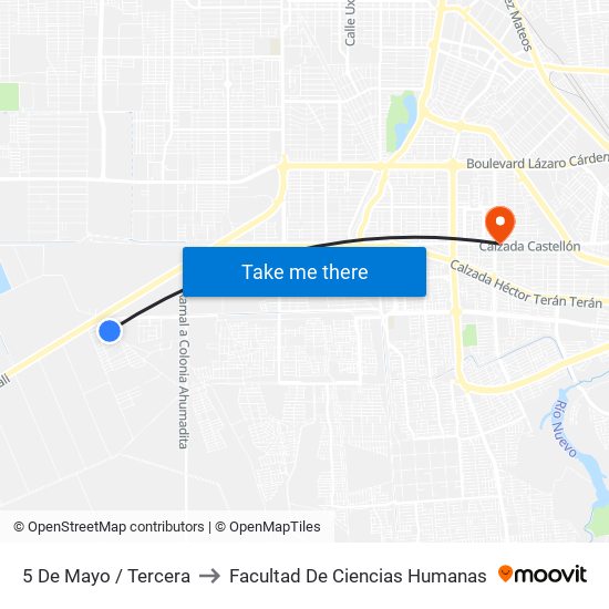 5 De Mayo / Tercera to Facultad De Ciencias Humanas map