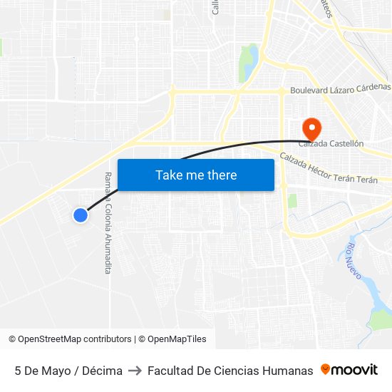 5 De Mayo / Décima to Facultad De Ciencias Humanas map