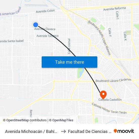 Avenida Michoacán / Bahía San Rafael to Facultad De Ciencias Humanas map