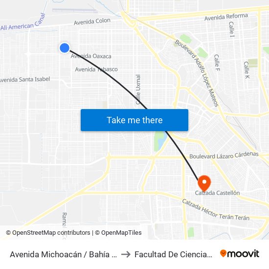 Avenida Michoacán / Bahía De San Jorge to Facultad De Ciencias Humanas map