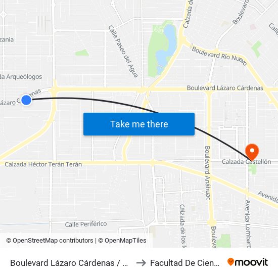 Boulevard Lázaro Cárdenas / Continente Americano to Facultad De Ciencias Humanas map