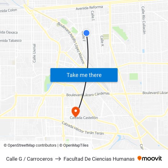 Calle G / Carroceros to Facultad De Ciencias Humanas map