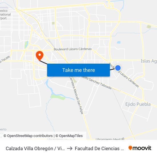 Calzada Villa Obregón / Villa Cortés to Facultad De Ciencias Humanas map