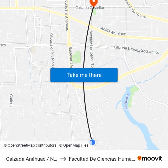 Calzada Anáhuac / Nava to Facultad De Ciencias Humanas map