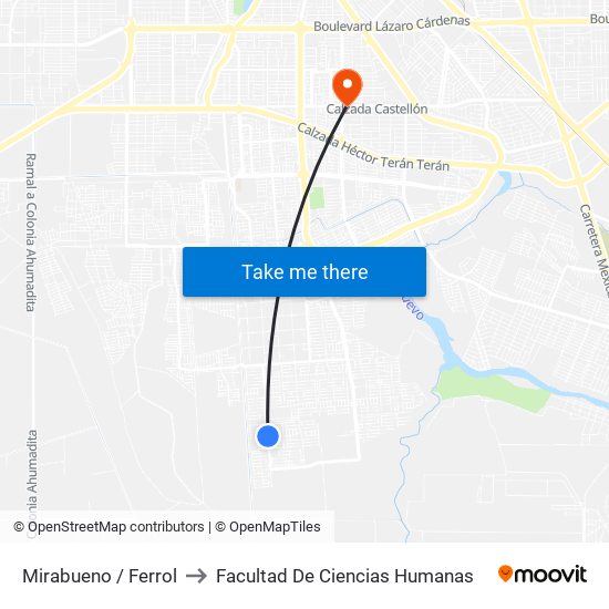 Mirabueno / Ferrol to Facultad De Ciencias Humanas map