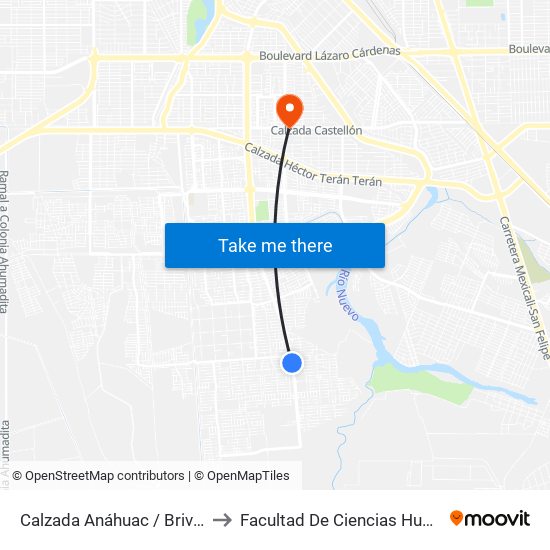Calzada Anáhuac / Briviesca to Facultad De Ciencias Humanas map