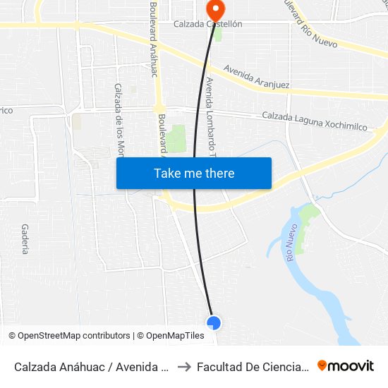 Calzada Anáhuac / Avenida Arenas Del Rey to Facultad De Ciencias Humanas map