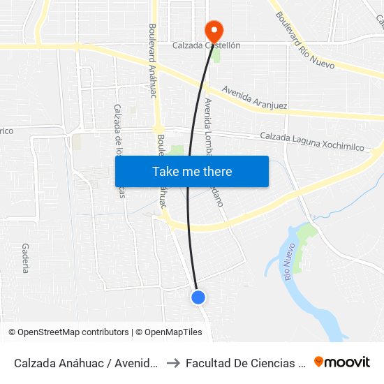 Calzada Anáhuac / Avenida Castillejo to Facultad De Ciencias Humanas map