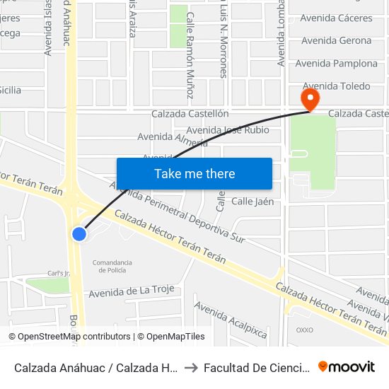 Calzada Anáhuac / Calzada Héctor Terán Terán to Facultad De Ciencias Humanas map