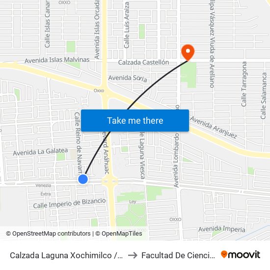 Calzada Laguna Xochimilco / Reino De Navarra to Facultad De Ciencias Humanas map