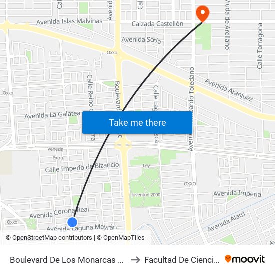 Boulevard De Los Monarcas / De Los Doblones to Facultad De Ciencias Humanas map
