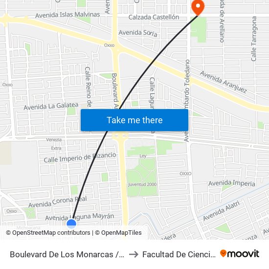 Boulevard De Los Monarcas / De Las Heráldicas to Facultad De Ciencias Humanas map