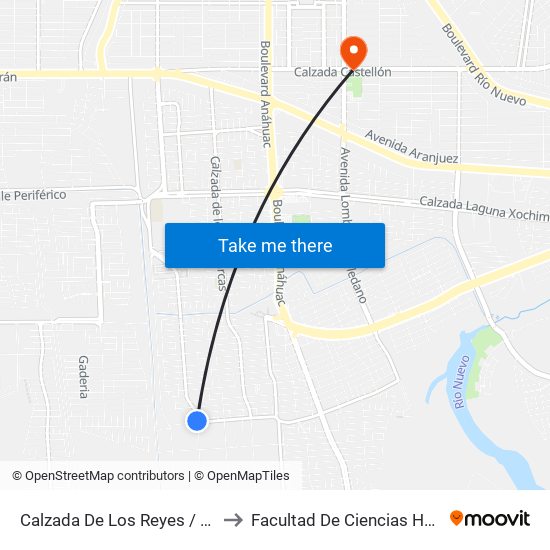 Calzada De Los Reyes / Primera to Facultad De Ciencias Humanas map