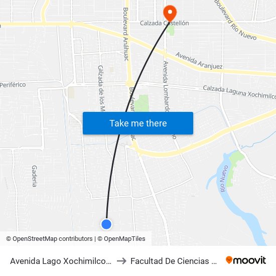 Avenida Lago Xochimilco / Tercera to Facultad De Ciencias Humanas map