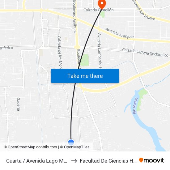 Cuarta / Avenida Lago Montebello to Facultad De Ciencias Humanas map