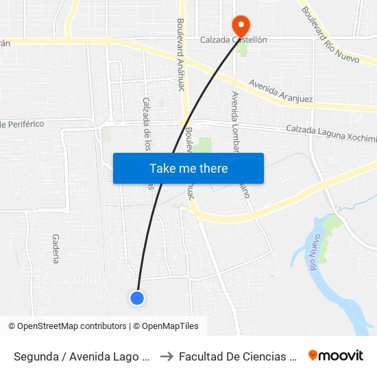 Segunda / Avenida Lago Pátzcuaro to Facultad De Ciencias Humanas map