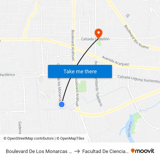 Boulevard De Los Monarcas / De Las Justas to Facultad De Ciencias Humanas map