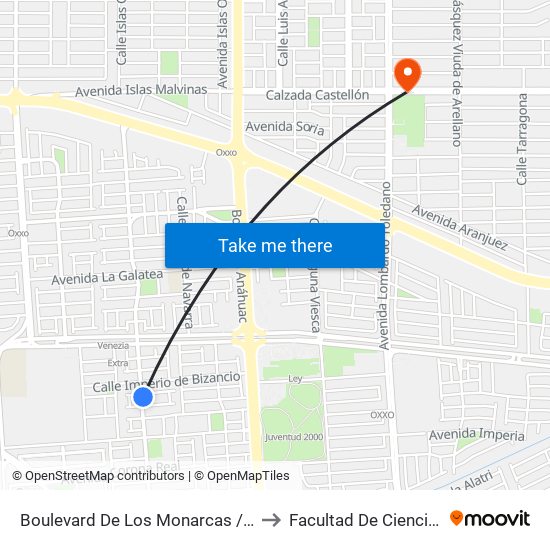 Boulevard De Los Monarcas / De Los Catalanes to Facultad De Ciencias Humanas map