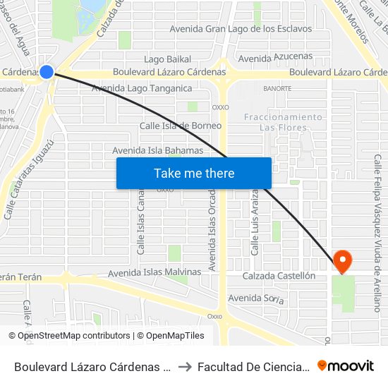 Boulevard Lázaro Cárdenas / De La Cañada to Facultad De Ciencias Humanas map