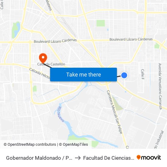 Gobernador Maldonado / Presa Becerra to Facultad De Ciencias Humanas map