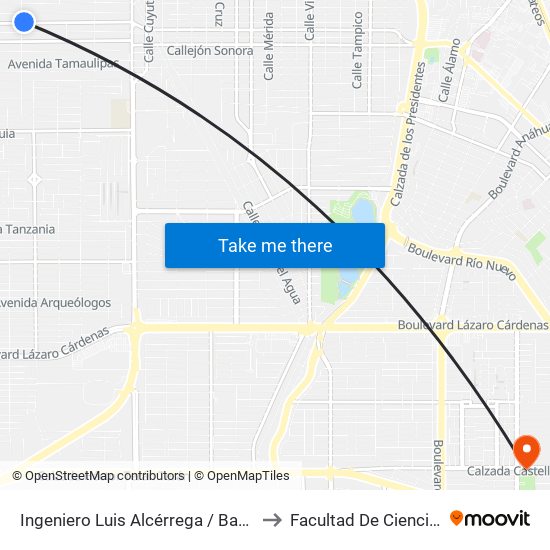 Ingeniero Luis Alcérrega / Bahía De Los Ángeles to Facultad De Ciencias Humanas map