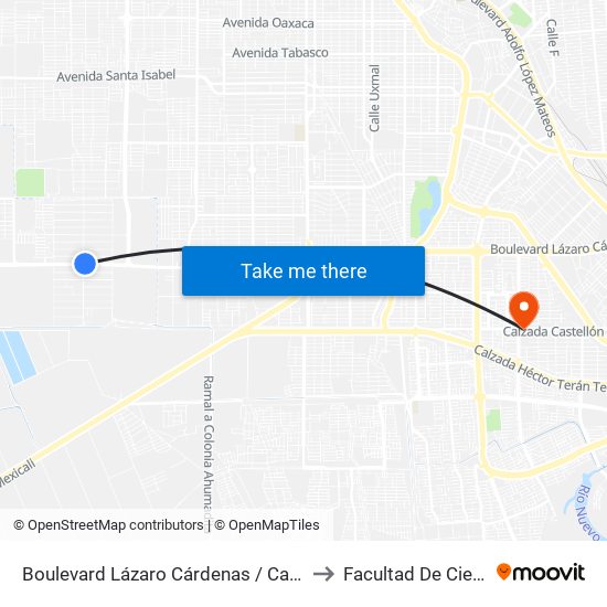 Boulevard Lázaro Cárdenas / Calzada Juan Bautista De Anza to Facultad De Ciencias Humanas map