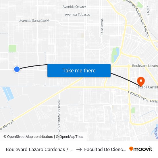 Boulevard Lázaro Cárdenas / Paseo Viñas Del Sol to Facultad De Ciencias Humanas map
