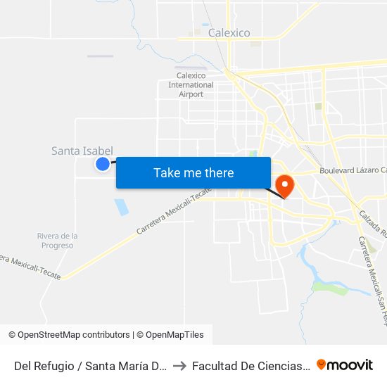 Del Refugio / Santa María De Guadalupe to Facultad De Ciencias Humanas map