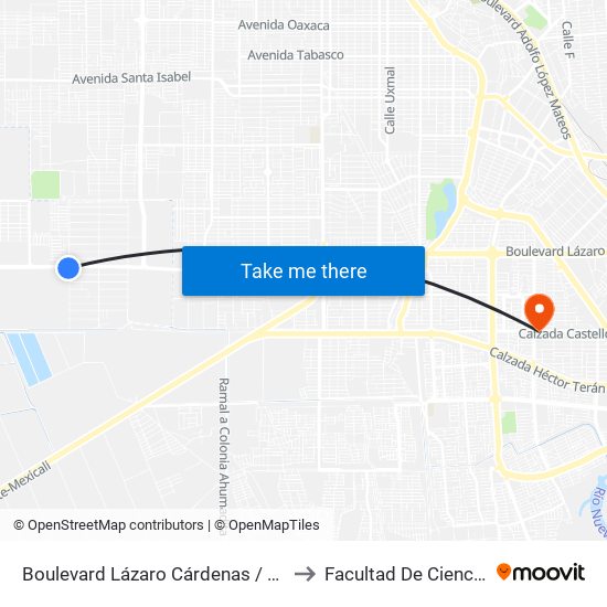 Boulevard Lázaro Cárdenas / Capitán Juan Mange to Facultad De Ciencias Humanas map