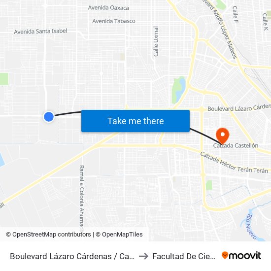 Boulevard Lázaro Cárdenas / Calzada Manuel Gómez Morín to Facultad De Ciencias Humanas map