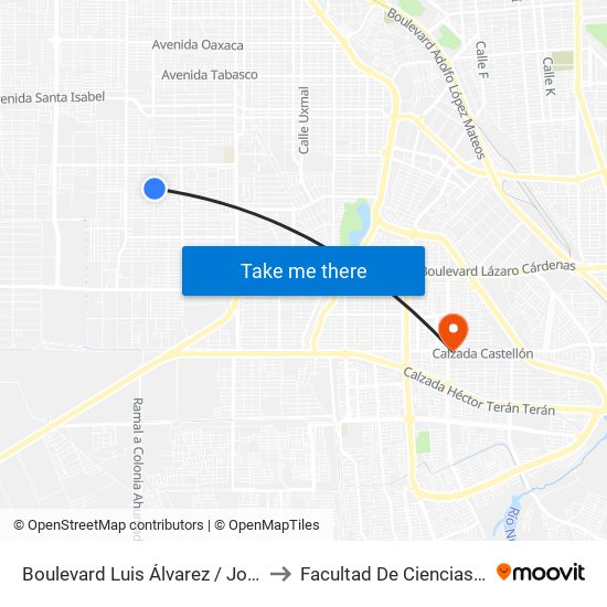 Boulevard Luis Álvarez / Jordania Norte to Facultad De Ciencias Humanas map