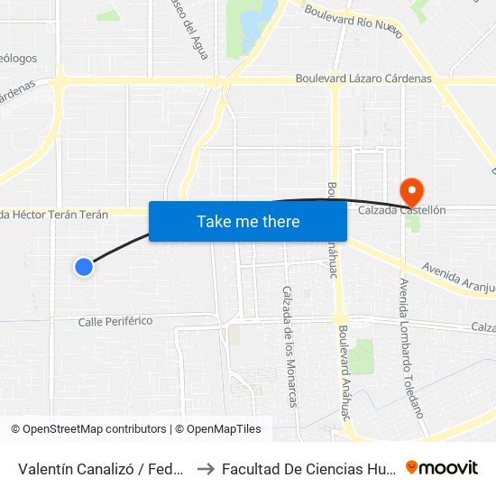 Valentín Canalizó / Federación to Facultad De Ciencias Humanas map