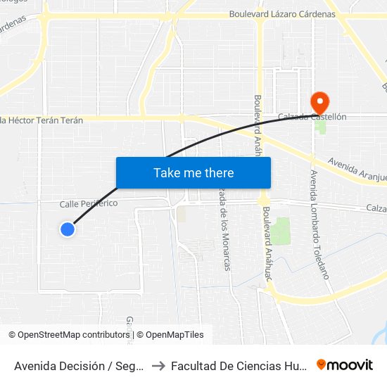 Avenida Decisión / Seguridad to Facultad De Ciencias Humanas map