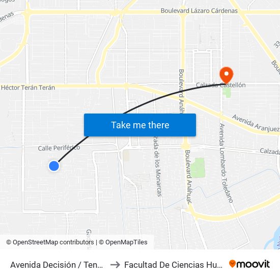 Avenida Decisión / Tenacidad to Facultad De Ciencias Humanas map