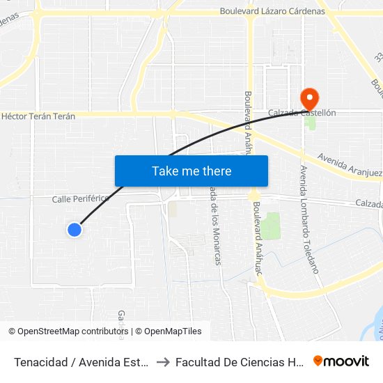 Tenacidad / Avenida Estabilidad to Facultad De Ciencias Humanas map