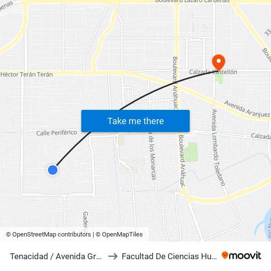 Tenacidad / Avenida Grandeza to Facultad De Ciencias Humanas map