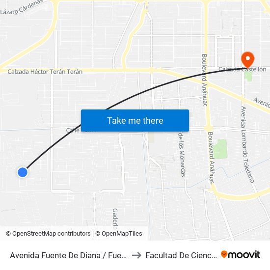 Avenida Fuente De Diana / Fuente De La Emperatriz to Facultad De Ciencias Humanas map
