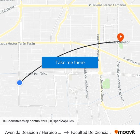 Avenida Desición / Heróico Colegio Militar to Facultad De Ciencias Humanas map