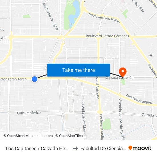 Los Capitanes / Calzada Héctor Terán Terán to Facultad De Ciencias Humanas map