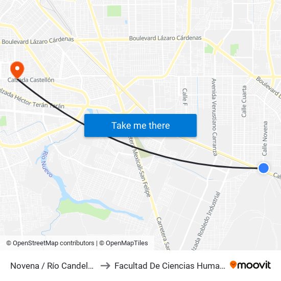 Novena / Río Candelaria to Facultad De Ciencias Humanas map