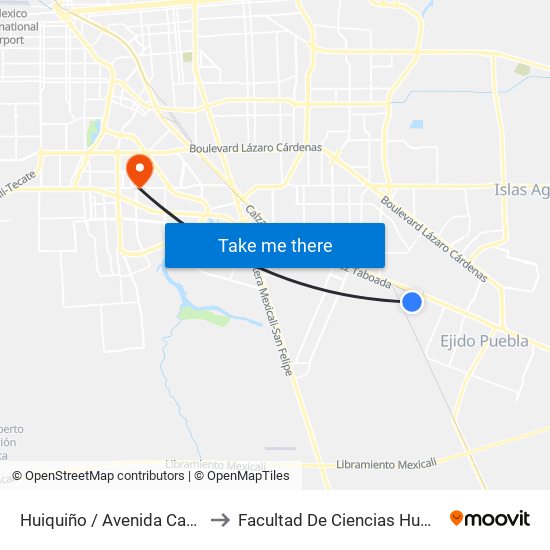 Huiquiño / Avenida Cantona to Facultad De Ciencias Humanas map
