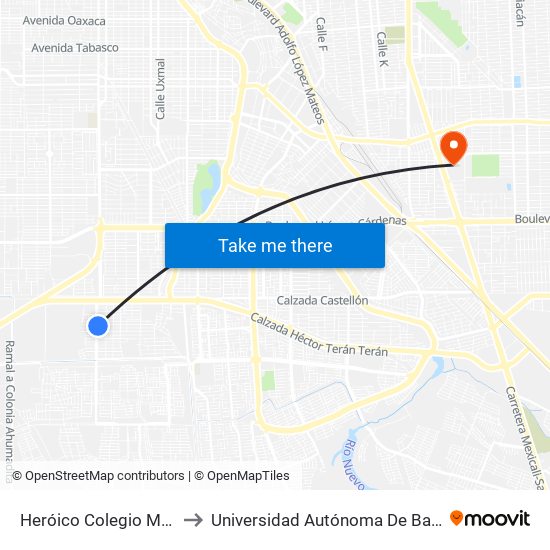 Heróico Colegio Militar / Tomás Pantoja to Universidad Autónoma De Baja California - Campus Mexicali map